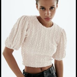 Zara NWT top with faux pearls